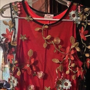 LuLaRoe Red Floral Embroidered Maxi Dress
